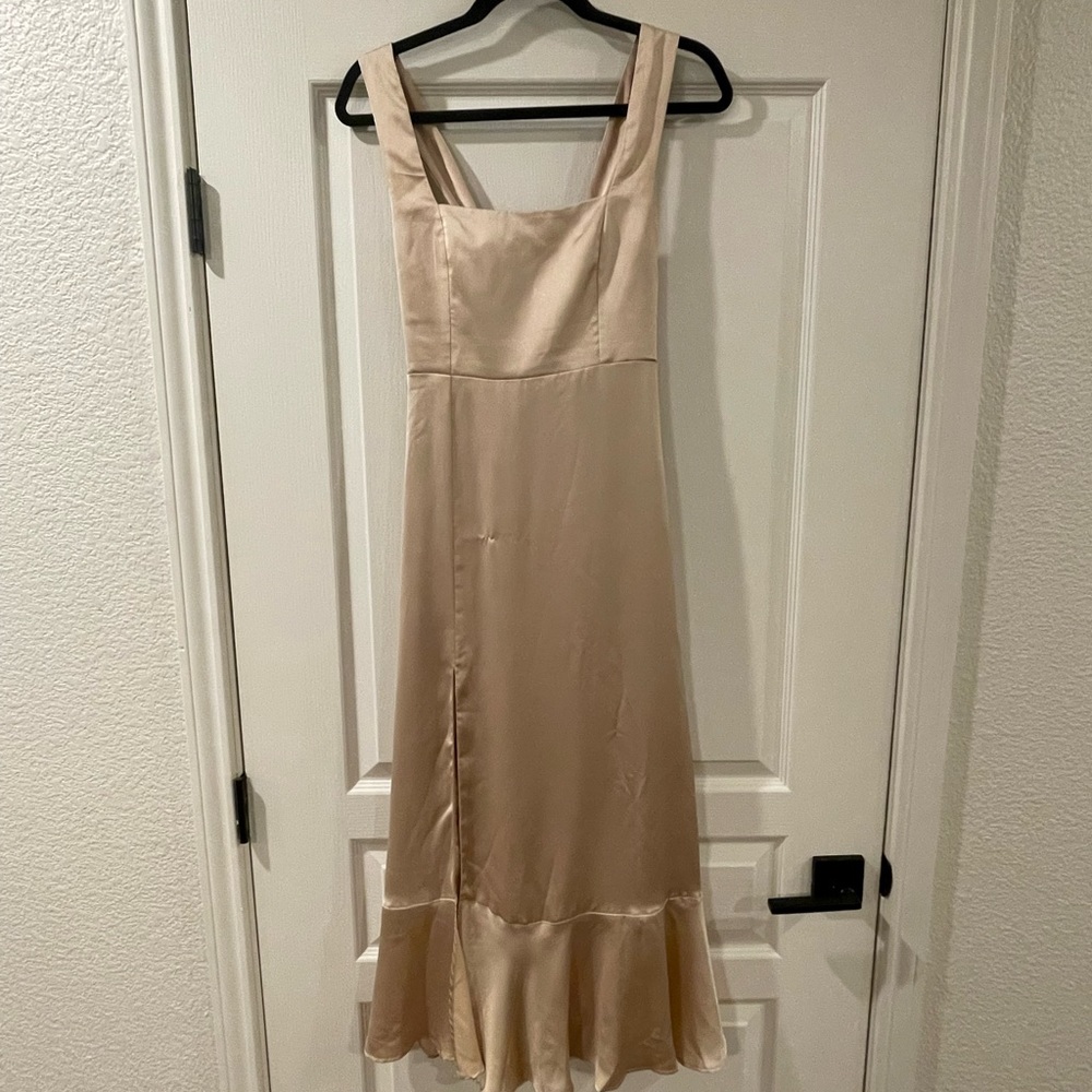 Claire Midi Dress Champagne Luxe Satin